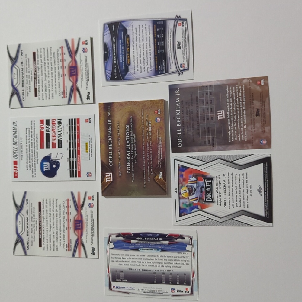 Lot NFL Football Trading Cards Odell Beckham Jr Rookie Patch Parallel NY Giants - Picture 6 of 12